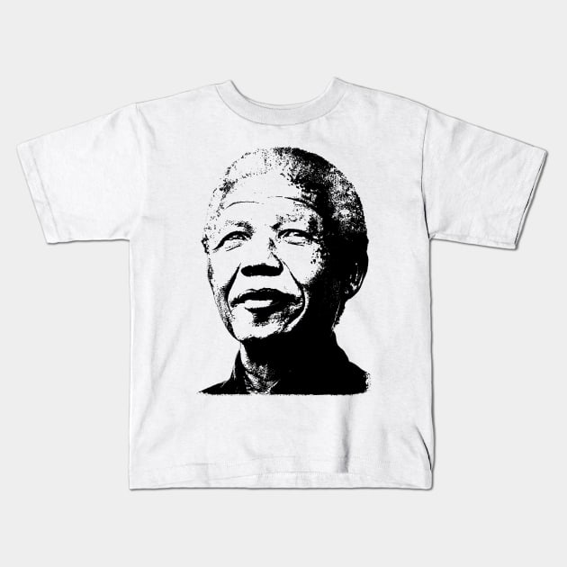 Nelson Mandela Portrait Pop Art Kids T-Shirt by phatvo